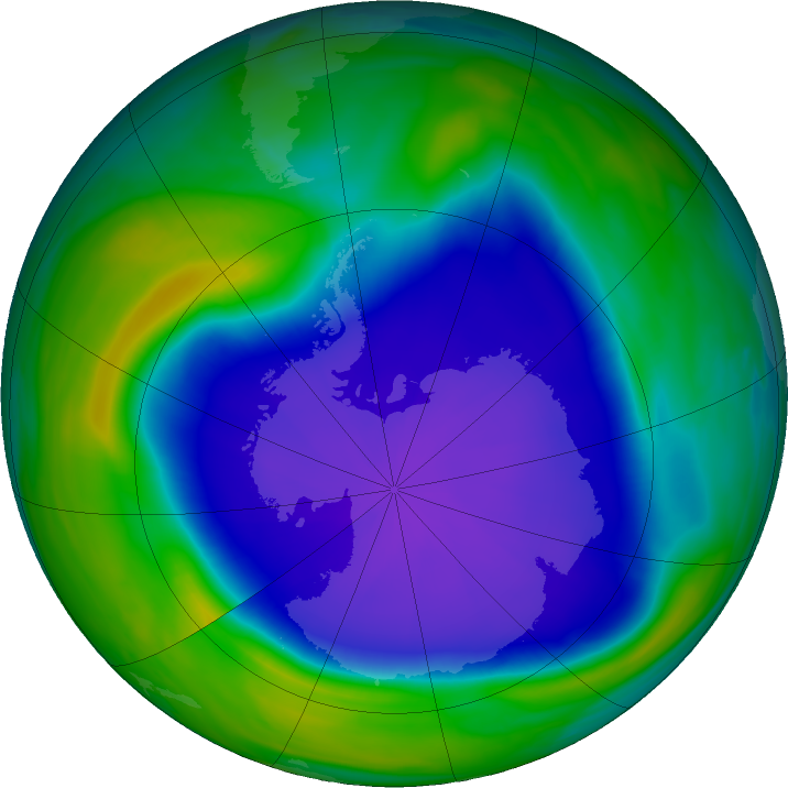 Antarctic ozone map for 28 September 2022